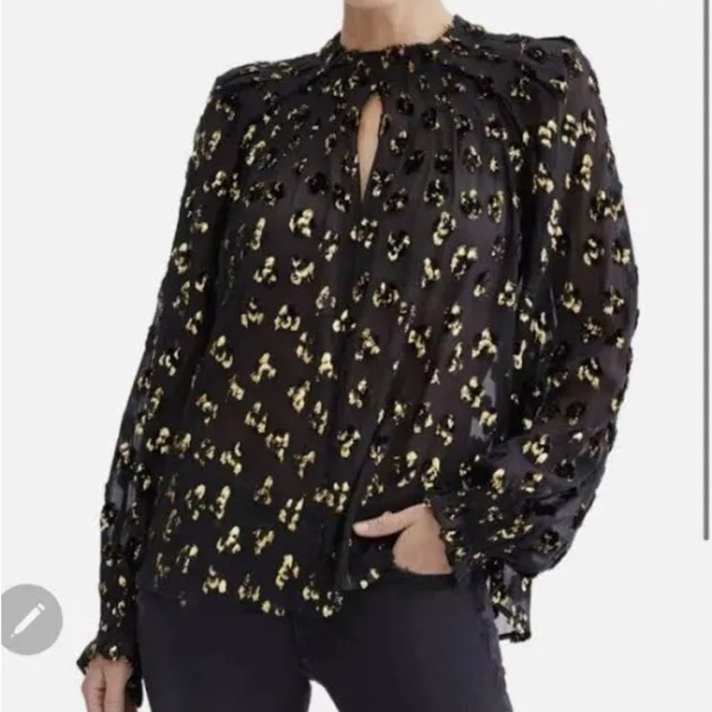 7 For All Mankind Pintuck Metallic Blouse